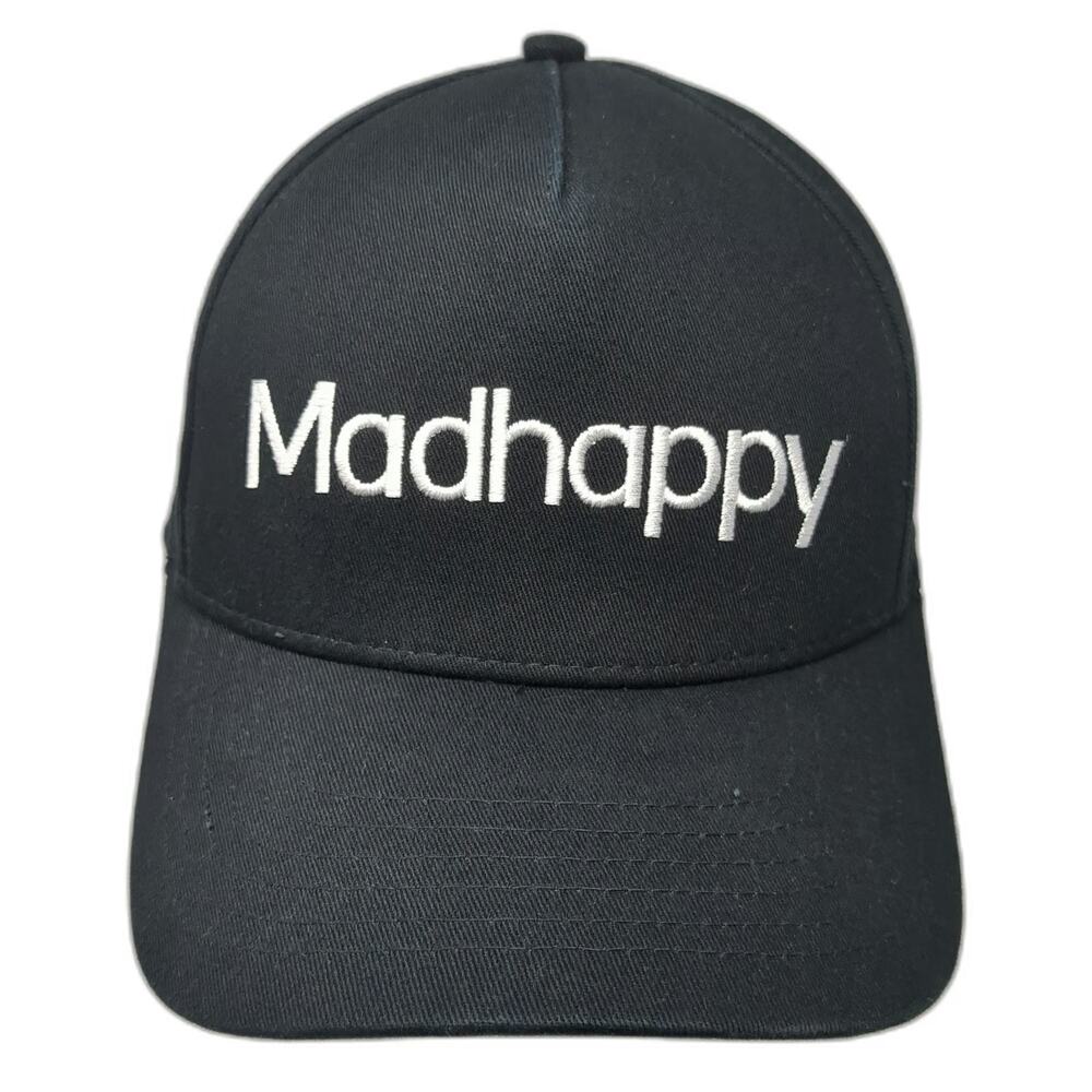 Madhappy Snapback Hat Black One Size Embroidered Logo 6 Panel Structured Cap